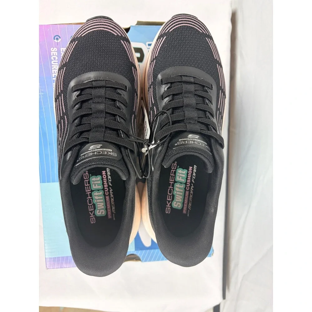 Skechers Hands Free Slip-ins Swift‎ Fit Sneakers Black Purple 179313S Womens 6.5